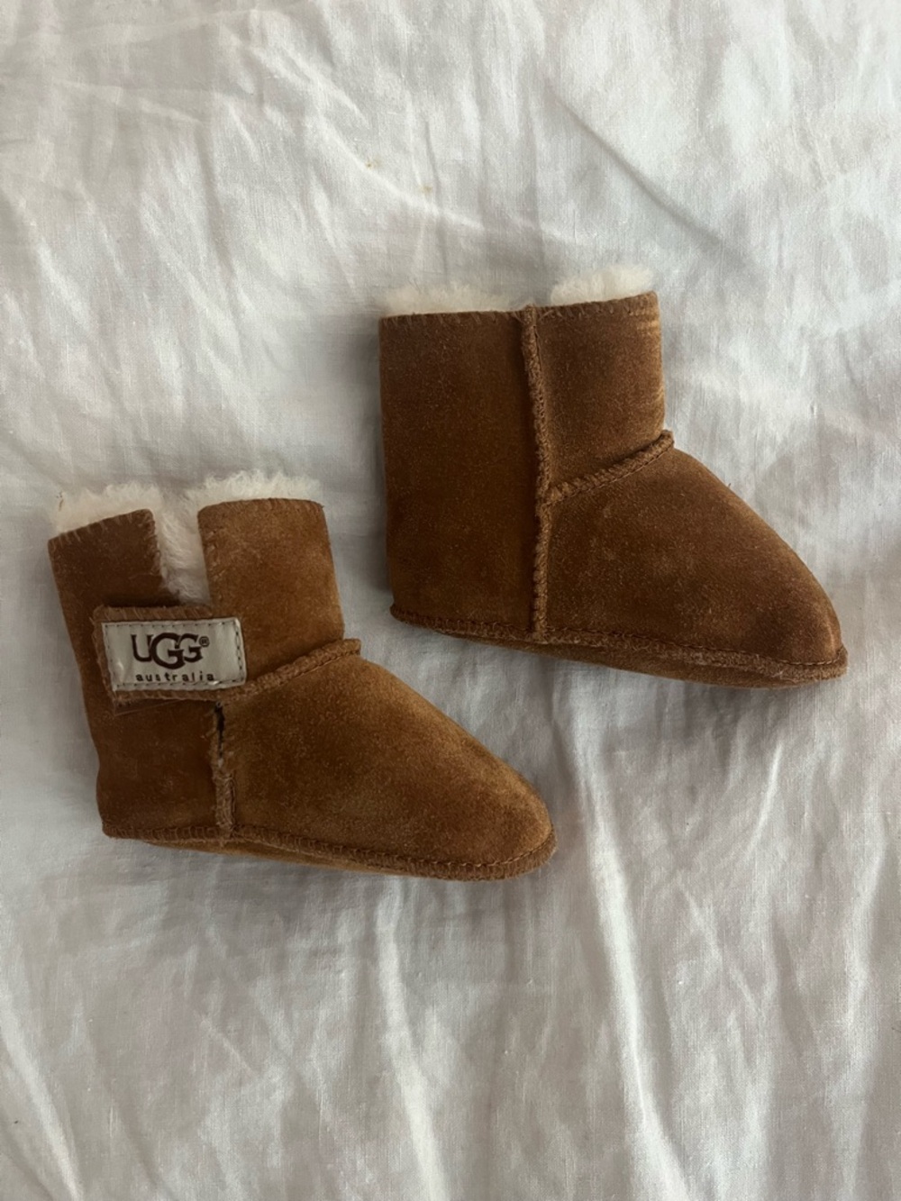 UGG Chestnut Suede Infant Shearling Booties